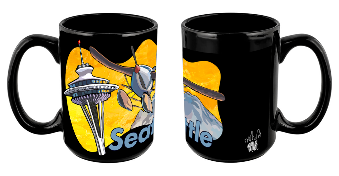 "Seattle Sea Plane and Needle" Mug