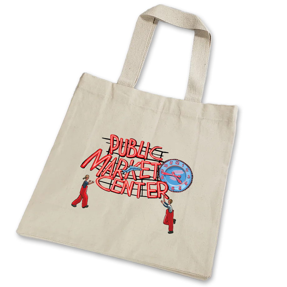 "Pike Place Market" Market Sign and Clock Tote