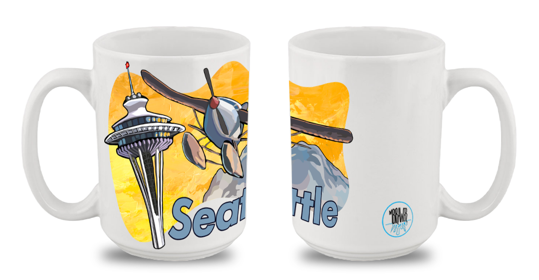 "Seattle Sea Plane and Needle" Mug