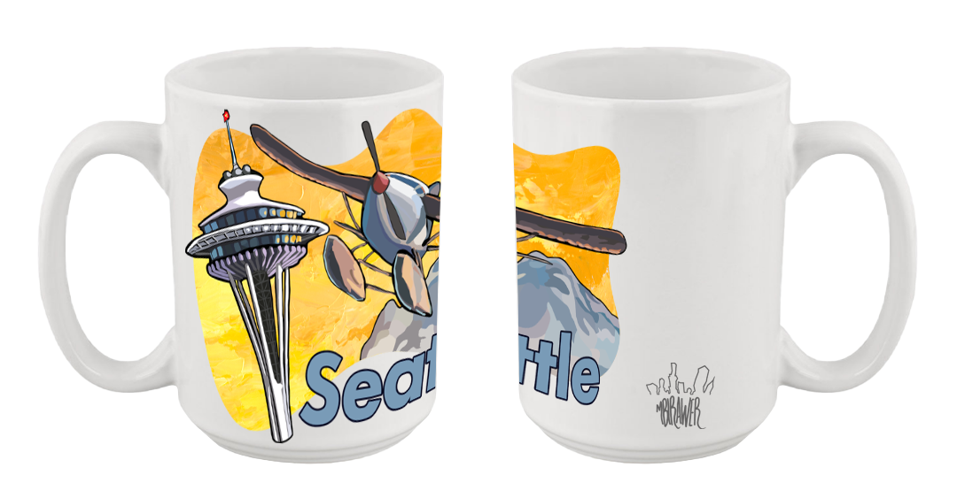"Seattle Sea Plane and Needle" Mug